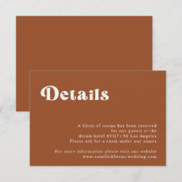 Detaljkort för Retro Terracotta Bröllop OSA Kort