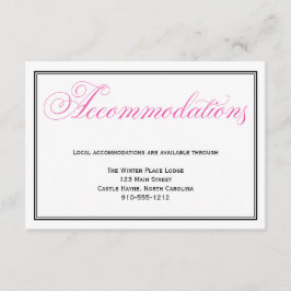 Detaljkort för rosa Script Bröllop-boende för Tilläggskort