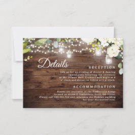 Detaljkort för Rustic Blommigt String Ljus Bröllop Inbjudningar