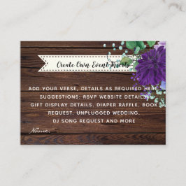 Detaljkort för Rustic Blue Flower Bröllop - Infoga Tilläggskort