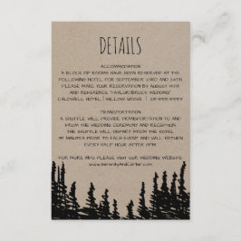 Detaljkort för Rustic Woodsy Mountain Bröllop Tilläggskort