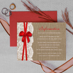 Detaljkort för samlingen Rustic Red Bow Bröllop Tilläggskort