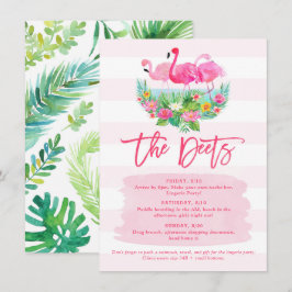 Detaljkort för schema för Flamingo Bachelorette He Inbjudningar