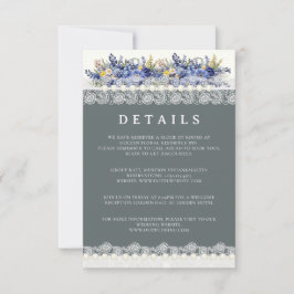 Detaljkort för Snöre och Pearls Blommigt Bröllop Inbjudningar