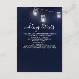 Detaljkort för Starry himlar mason burk bröllop Tilläggskort