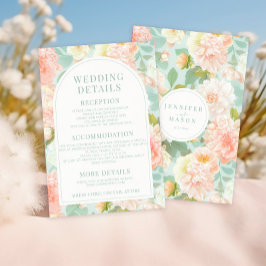 Detaljkort för vattenfärgsPeonies Blommigt Bröllop Tilläggskort