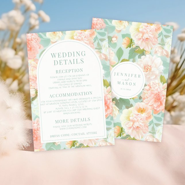 Detaljkort för vattenfärgsPeonies Blommigt Bröllop Tilläggskort (Skapare uppladdad)