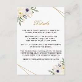 Detaljkort för vit och Guld Geometric Blommigt Tilläggskort