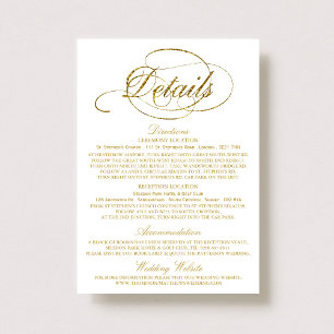 Detaljmall för chic Faux Gold Foil Bröllop Inbjudningar