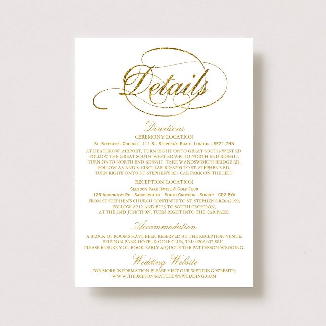 Detaljmall för chic Faux Gold Foil Bröllop Inbjudningar (Skapare uppladdad)