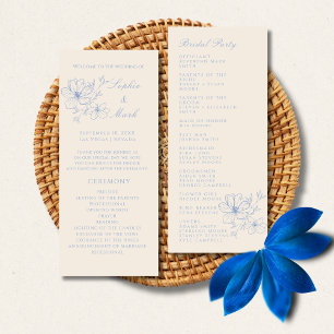 Detaljprogram för Dusty Blue Delicate Flower Bröll Program