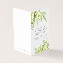 Detaljschemat för Eucalyptus grönt bröllop karta Kort