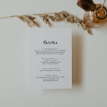 Detalles de Boda Española Tilläggskort<br><div class="desc">Detta djurskyddskort för boda Española är perfekt för ett modernt bröllop. Den enkla och elegant designen har skript av typen klassisk och finare i svartvitt.</div>