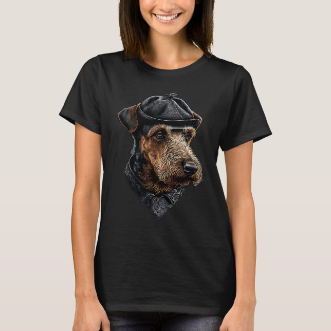 Detective dog Airedale Terrier T Shirt (Framsida)