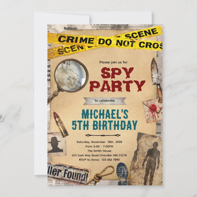Detective Mystery Birthday Invitation Inbjudningar (Framsida)