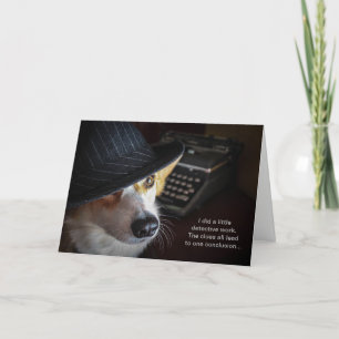 Detektiv- Corgifödelsedagkort Kort