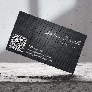 Detektiv Grunge Black Metall QR-kod Visitkort