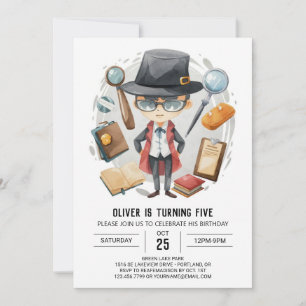 Detektiv Mystoppy Spy Glass Birthday Inbjudningar