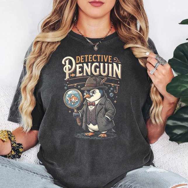 Detektiv Pingvin Vintage Stil T Shirt (Skapare uppladdad)
