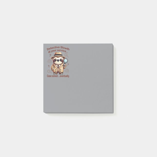 "Detektiv Sloth" Sloth Private Öga Post-it Block (Framsida)