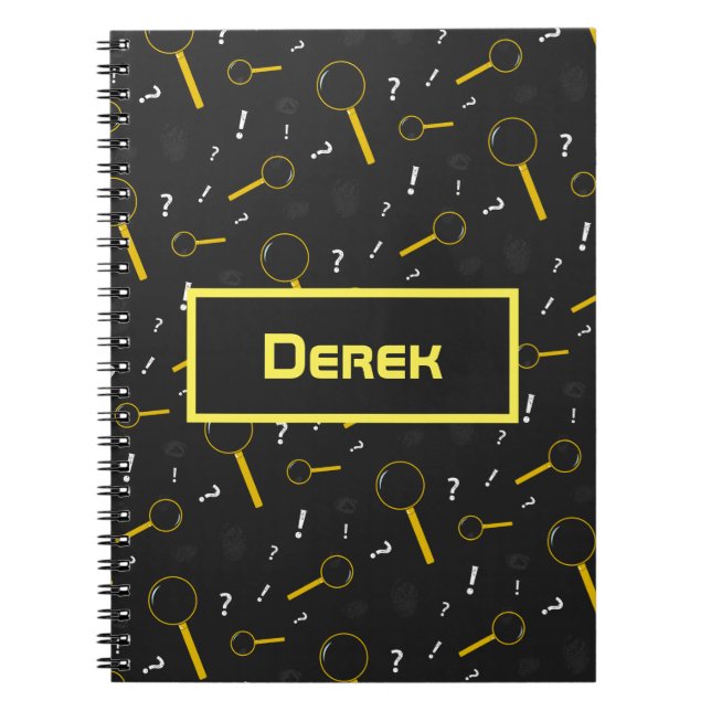 Detektiv Spy Glass and Fingerprint Roligt Anteckningsbok (Framsidan)