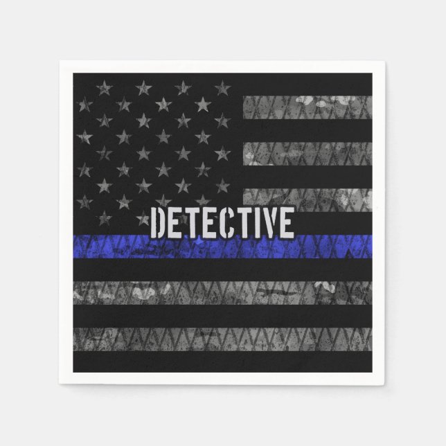 Detektiv Thin Blue Line Distress Flagga Pappersservett (Framsidan)