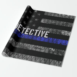 Detektiv Thin Blue Line Distress Flagga Presentpapper