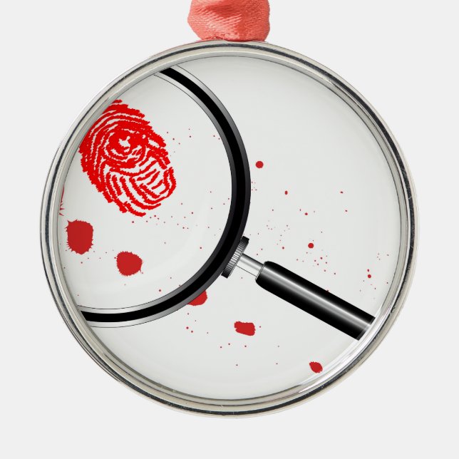 Detektivt förstoringsglas julgransprydnad metall (Framsidan)