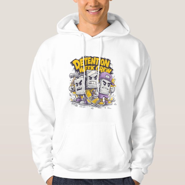 Detention Week Crew – Funny School Humor Street Ar Hoodie (Framsida)