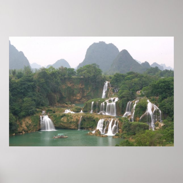 Detian Waterfall, China Framed Photo Print Poster (Framsidan)