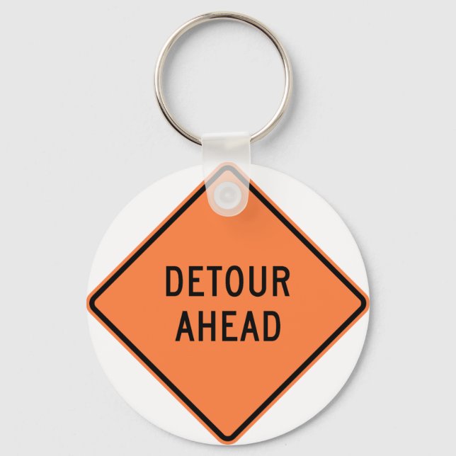Detour Construction Highway SIgn Nyckelring (Framsida)