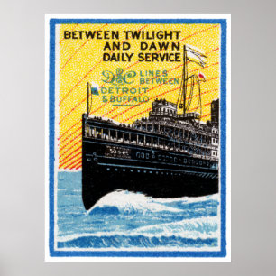 Detroit 1910 till buffelsteamshipen poster