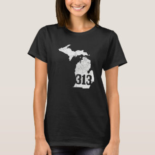 Detroit 313 Area Code Michigan Karta State Pride V T Shirt