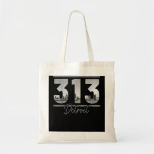 Detroit 313 Area Code Skyline Michigan Vintage Tygkasse