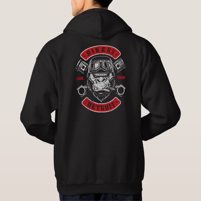 Detroit Biker Motorrad Chopper Gorilla Hoodie (Baksida)