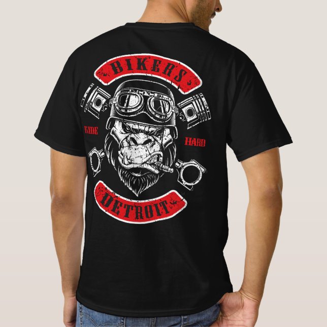 Detroit Biker Motorrad Chopper Gorilla T Shirt (Baksida)
