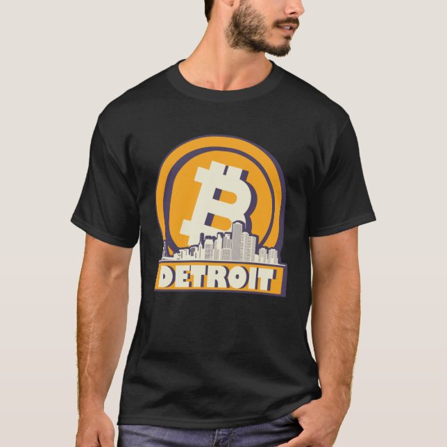 Detroit Bitcoin Maximalist  Bitcoin Detroit Skylin T Shirt (Framsida)