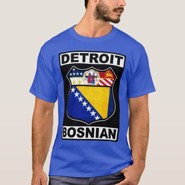 Detroit Bosnian American Design Tee Shirt (Framsida)
