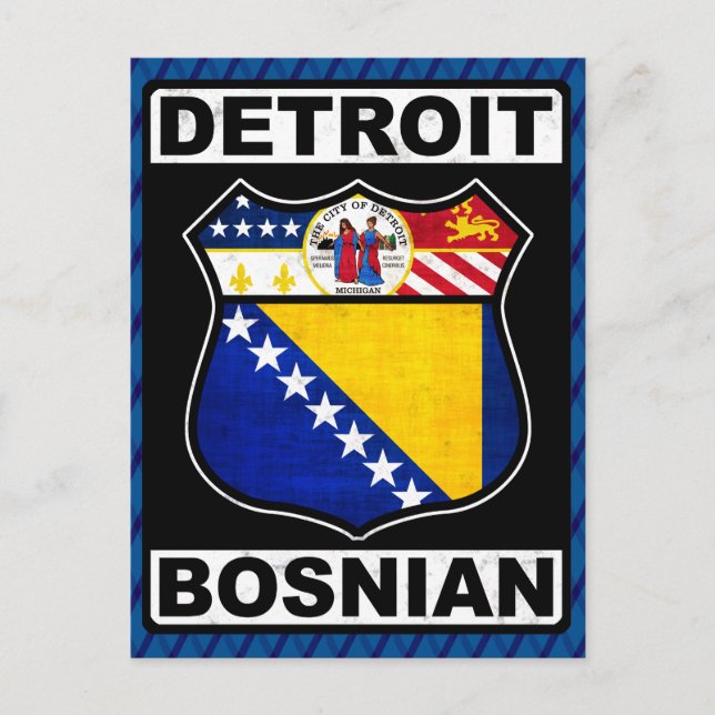 Detroit bosniska amerikanska postkort vykort (Framsida)