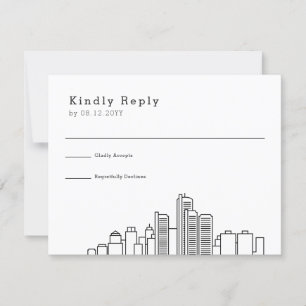 Detroit Bröllop Stylized Skyline OSA Kort