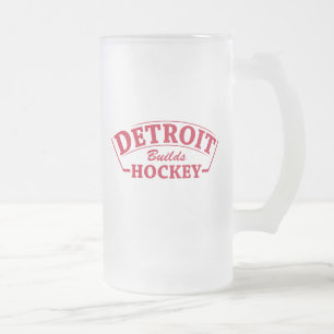 Detroit Bygger Hockey Frosted Glass Mugg