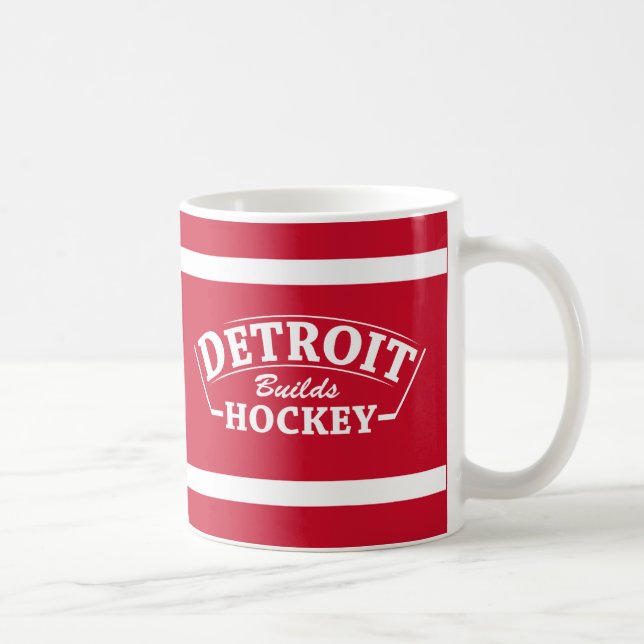 Detroit Bygger Hockey Red Stripe Mugg (Höger)