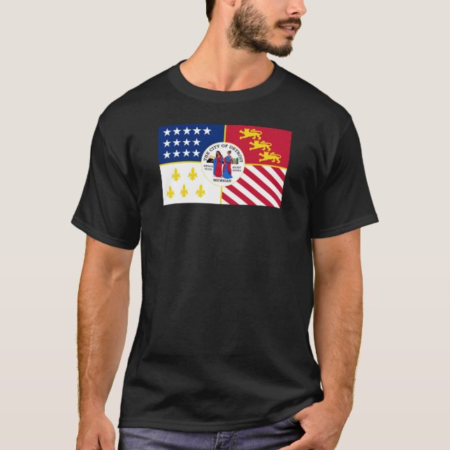Detroit City flagga T Shirt (Framsida)