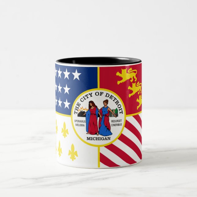 Detroit City flagga Två-Tonad Mugg (Center)