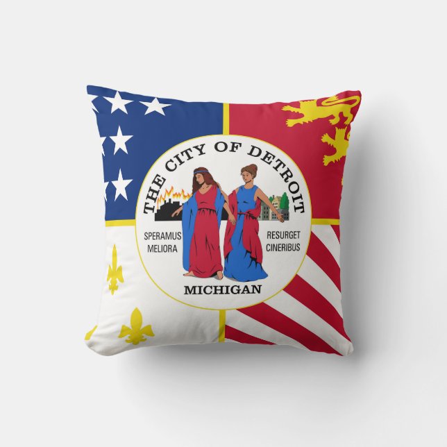 Detroit City flagga USA:s enade stater america-sym Kudde (Framsida)