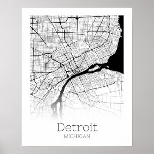 Detroit City Karta Poster
