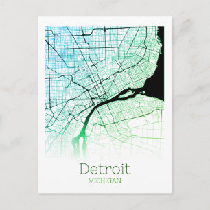 Detroit City Karta Vykort