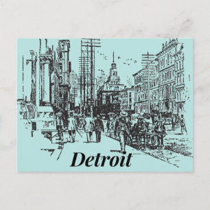 Detroit City Michigan USA, Gamla Fashioned Vykort