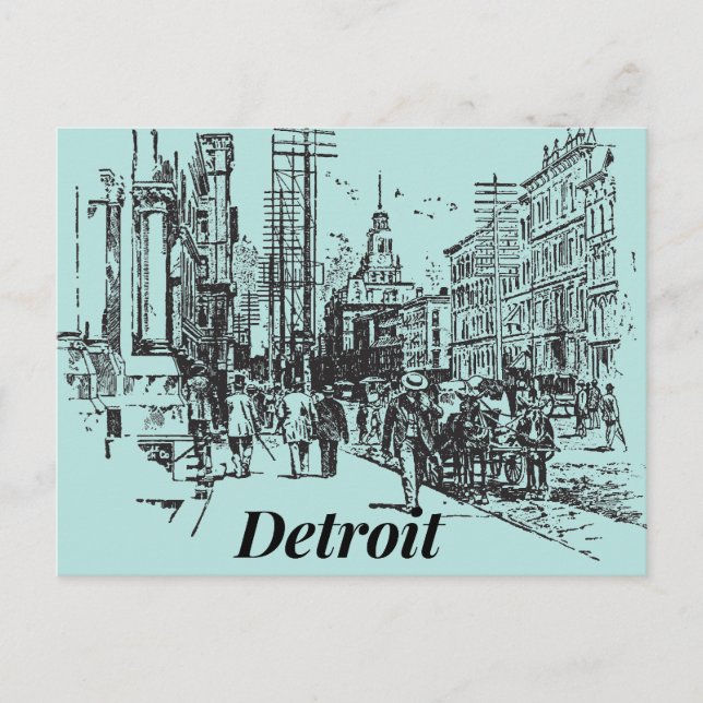 Detroit City Michigan USA, Gamla Fashioned Vykort (Framsida)