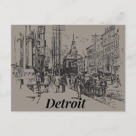 Detroit City Michigan USA, Old Fashioned Postcard Vykort